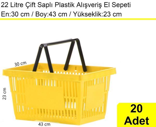 Plastik Market Alışveriş El Sepeti 22 Litre Sarı 20'li Koli - Image 1