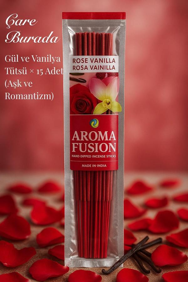 Aroma Fusion Gül & Vanilya Tütsü - Premium Tütsü × 15 Adet (Aşk ve Romantizm) - Image 1