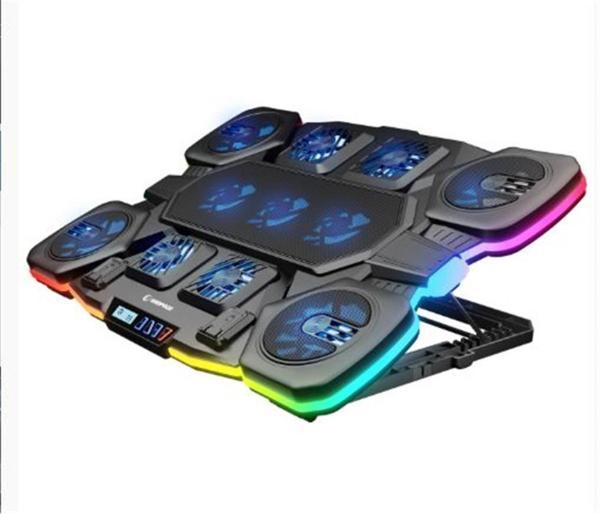 Rampage S50 RGB Işıklı 11 Fanlı LCD Göstergeli 1 Type C 1 Usb Girişli Notebook Soğutucu - Image 1