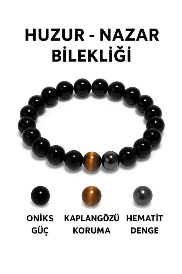 Night Diamond Doğal Hematit Huzur Ve Nazardan Koruma Sağlayan Bileklik | Nazar Ve Huzur Taşı - Image 1