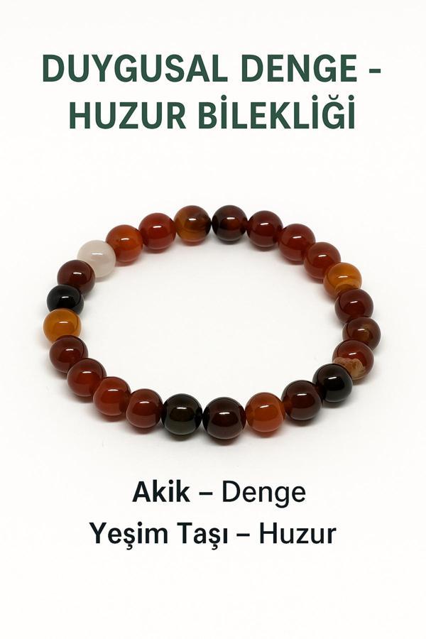 Night Diamond Doğal Akik - Yeşim Duygusal Denge Sağlayan Bileklik | Akik Ve Yeşimtaşı - Image 1