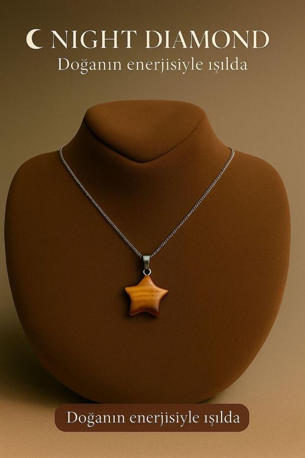 Night Diamond Kadın Kolye Kaplangözü Doğal Taş Zincirli Kolye - Image 1