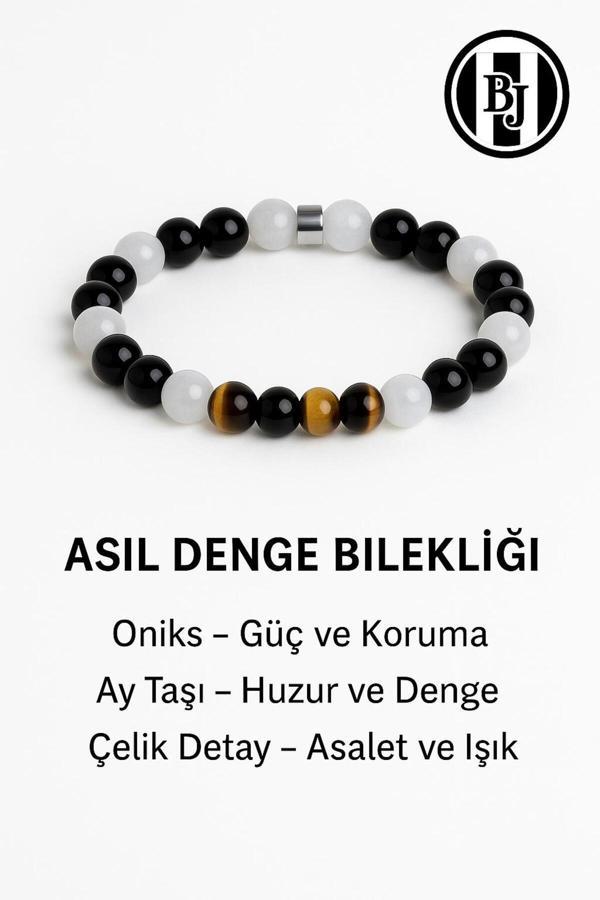 Night Diamond Bjk | Siyah Ve Beyaz Taraftar Orjinal Doğal Taş Bileklik | Şık Ve Anlamlı Aksesuar 1903 Bjk - Image 1