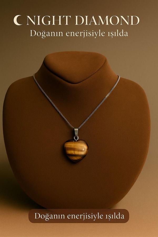 Night Diamond Kadın Kolye Kaplangözü Doğal Taş Zincirli Kolye - Image 1