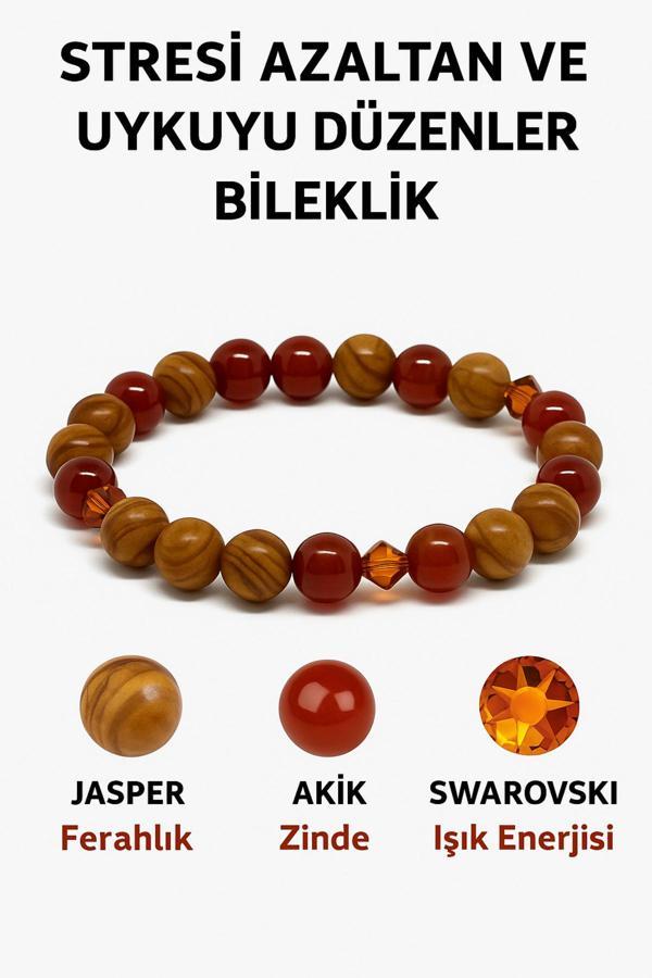 Night Diamond Doğal Jasper - Akik Sitresi Azaltmayı Sağlayan Bileklik | Jasper Ve Akik Taşı - Image 1