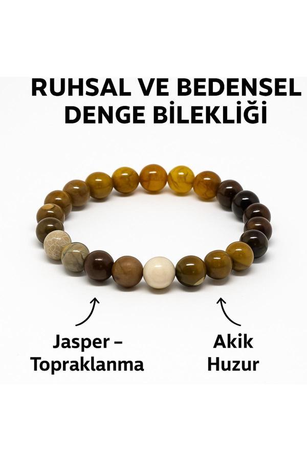 Night Diamond Doğal Jasper Ve Akik Ruhsal Ve Bedensel Dengeyi Sağlayan Bileklik | Jasper Ve Akik Taşı - Image 1