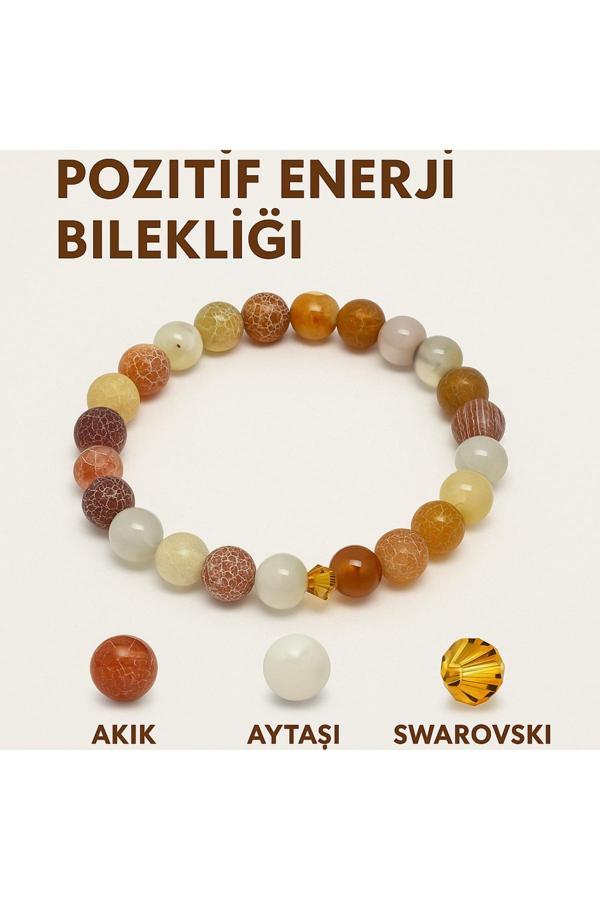 Night Diamond Doğal Akik - Ay Taşı Pozitif Enerji Sağlayan Bileklik | Akik - Ay Taşı - Image 1