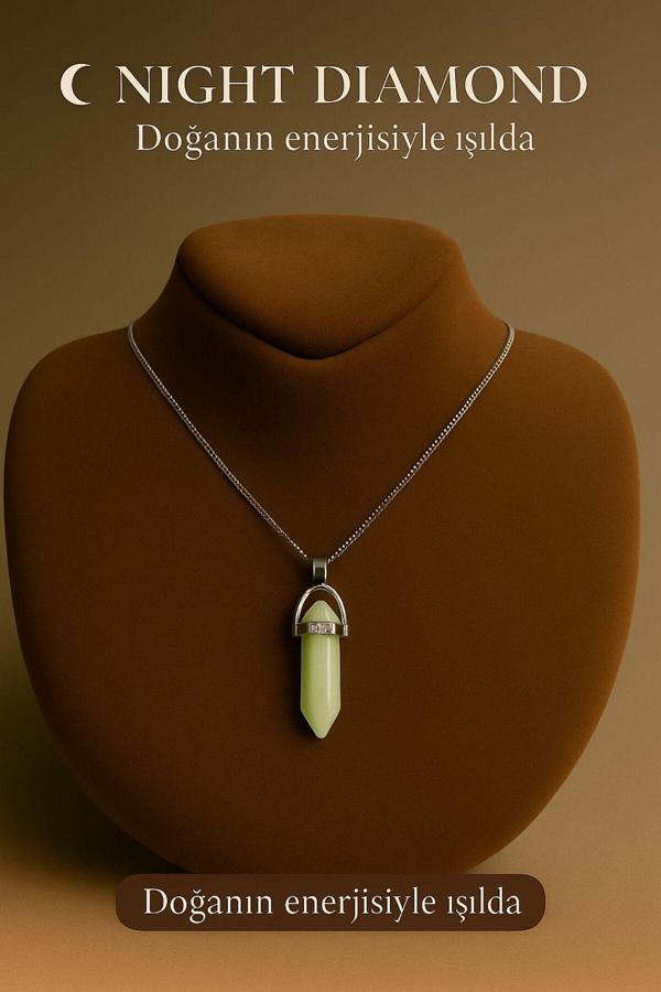 Night Diamond Kadın Kolye Aventure Doğal Taş Zincirli Kolye - Image 1