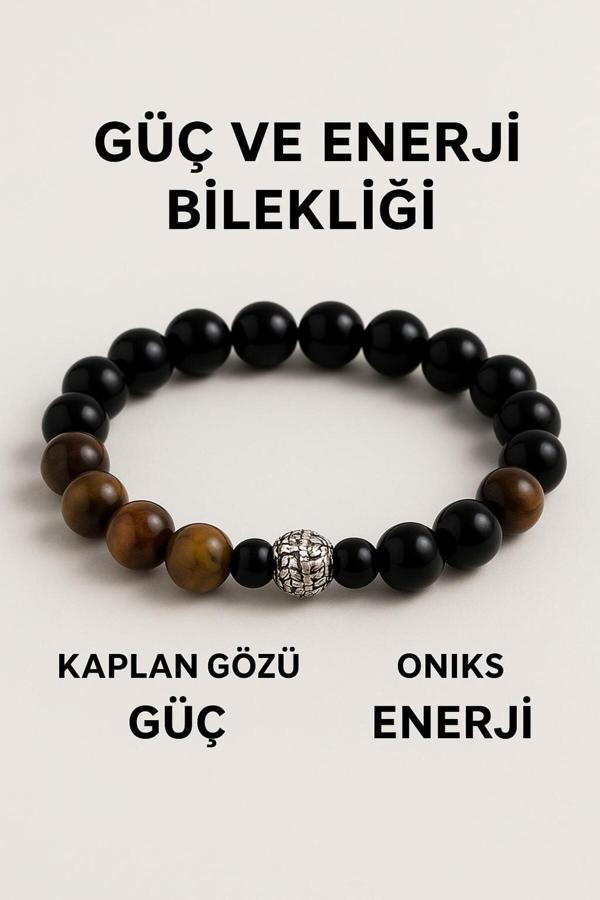 Night Diamond Doğal Kaplan Gözü Ve Oniks Güç Ve Enerji Sağlayan Bileklik | Kaplan Gözü Ve Oniks Taşı - Image 1