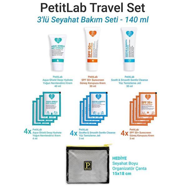 PetitLab Travel Set 3'lü Tüp + 12 Şase Seyahat Bakım Seti *Organizatör Çanta Hediyeli  - Image 1