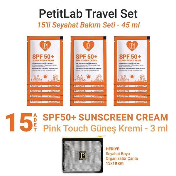 PetitLab Travel Set 15'li Şase Güneş Kremi *Organizatör Çanta Hediyeli  - Image 1