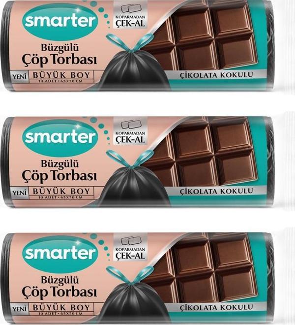 SMARTER 3 LÜ ÇİKOLATA KOKULU BÜZGÜLÜ BÜYÜK BOY ÇÖP TORBASI ( ÇÖP POŞETİ ) - Image 1