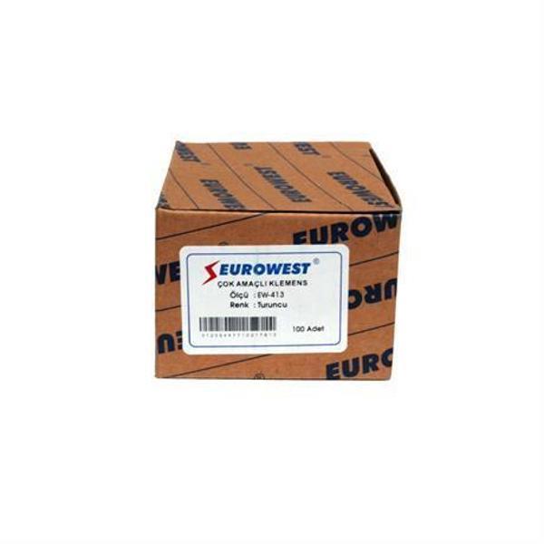 Eurowest Çok Amaçlı 3 İletken Bağlantılı Klemens Turuncu - 1 Paket 100 Adet - Image 1