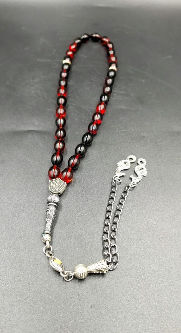 Siyah Kırmız Ateş Kehribar Tespih - Image 1