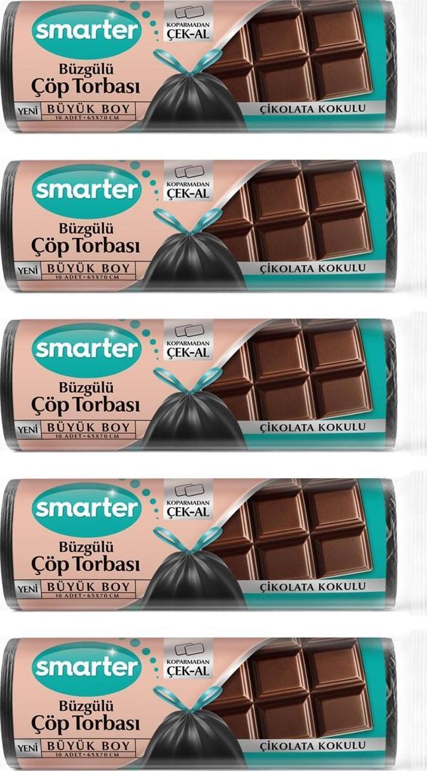 SMARTER 5 Lİ ÇİKOLATA KOKULU BÜZGÜLÜ BÜYÜK BOY ÇÖP TORBASI ( ÇÖP POŞETİ ) - Image 1