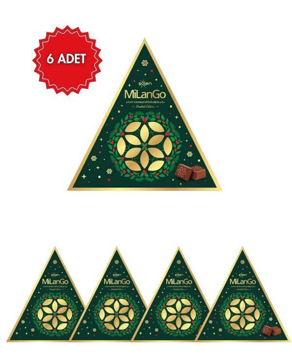 Milango Antep Fıstıklı Üçgen Çikolata Kutusu 205 g x 6 Adet – Hediyelik Bol Fıstıklı Premium Çikolata Paketi - Image 1