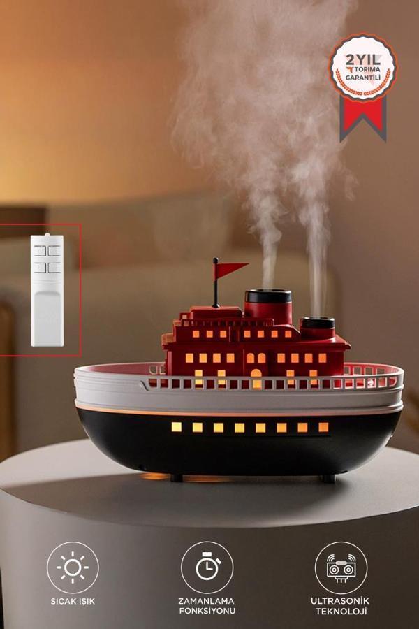 Torima H18 Boat Tasarım Ultrasonik Hava Nemlendirici ve Renkli LED 300 ml Aroma Difüzör - Image 1