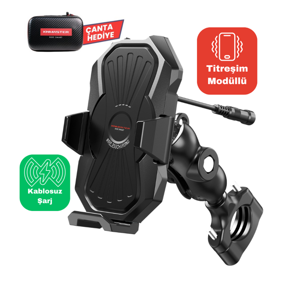 KNMASTER TT-880 WU Kablosuz Şarjlı Titreşim Önleyicili Motosiklet Telefon Tutucu  - Image 1