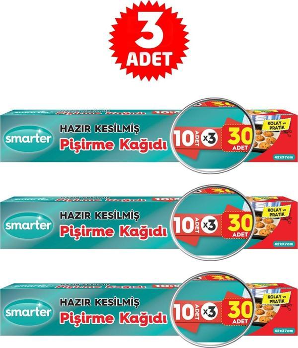 SMARTER 90 ADET YAĞLI PİŞİRME KAĞIDI HAZIR KESİLMİŞ 3 PAKET ( 30 ADET X 3 ) - Image 1