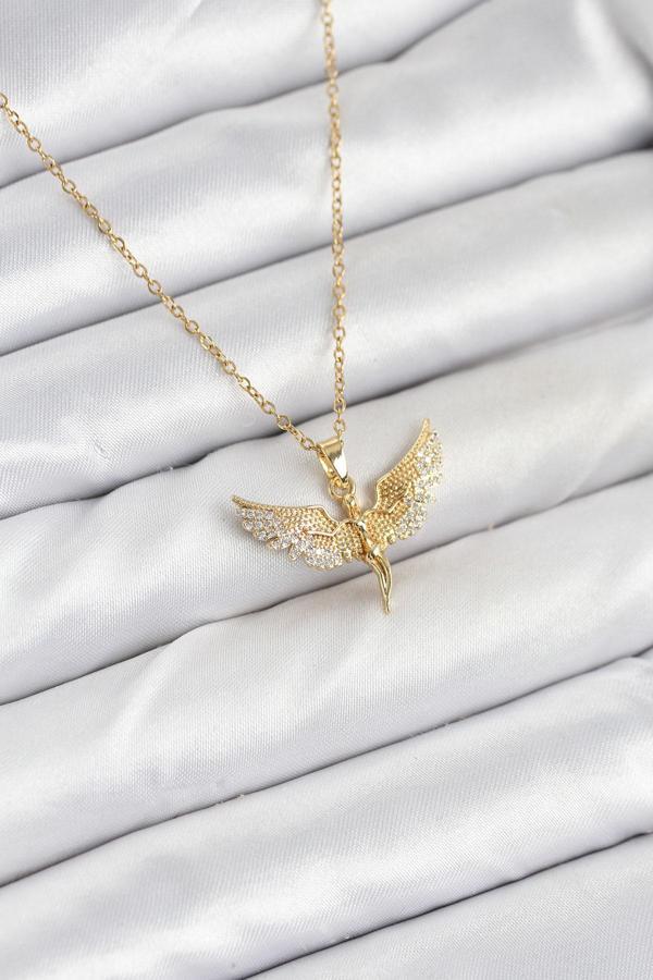 Zincir Gold Renk Melek Model Kadın Kolye - EBJ251025W38309 - Image 1