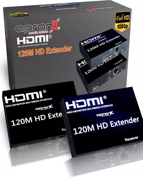 Apx-120M-B Cat5E-Cat6 120 Metre Fullhd 1080P Hdmi Extender - Image 1