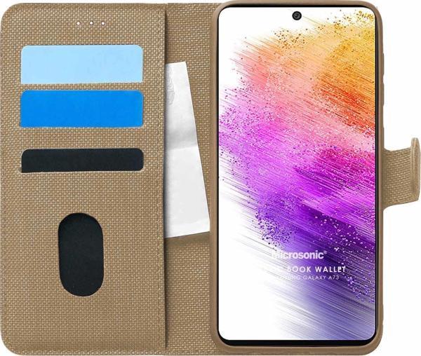 Microsonic Samsung Galaxy A73 5G Kılıf Fabric Book Wallet Gold - Image 1