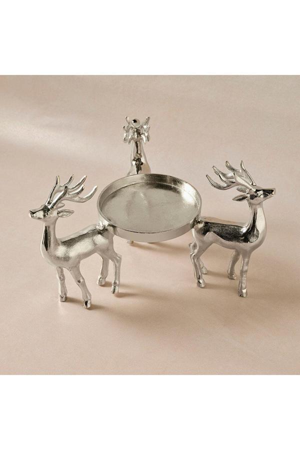 Karaca Home New Year Yılbaşı Geyikli Roe Dekoratif Mumluk 16X38,75 Cm - Image 1