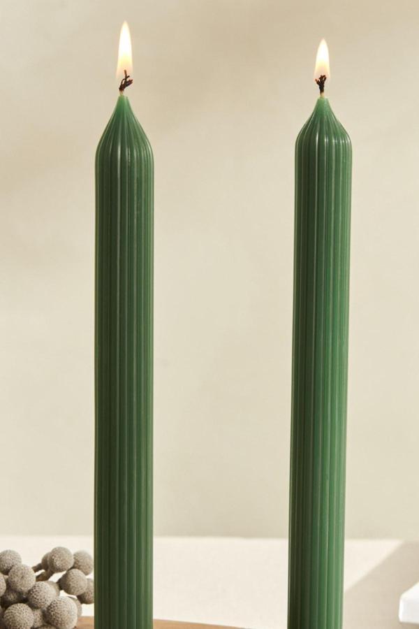 Karaca Home Wave 2'Li Yeşil Şamdan Mum - Image 1