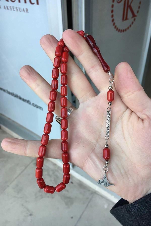 Güzel Çekimli Kapsül Bordo Renk Erkek İçin Tesbih - Image 1