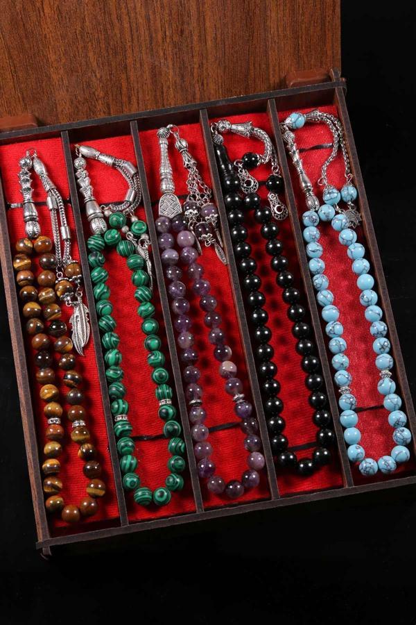 Ahşap Kutusunda 5'Lİ Doğal Taş Seti - Image 1