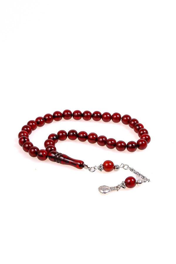 Koyu Kahverengi Küre Tane Toz Kehribar Tesbih - Image 1