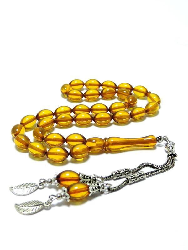 Rıhat Çekimli Şeffaf Sarı Toz Kehribar Tesbih - Image 1