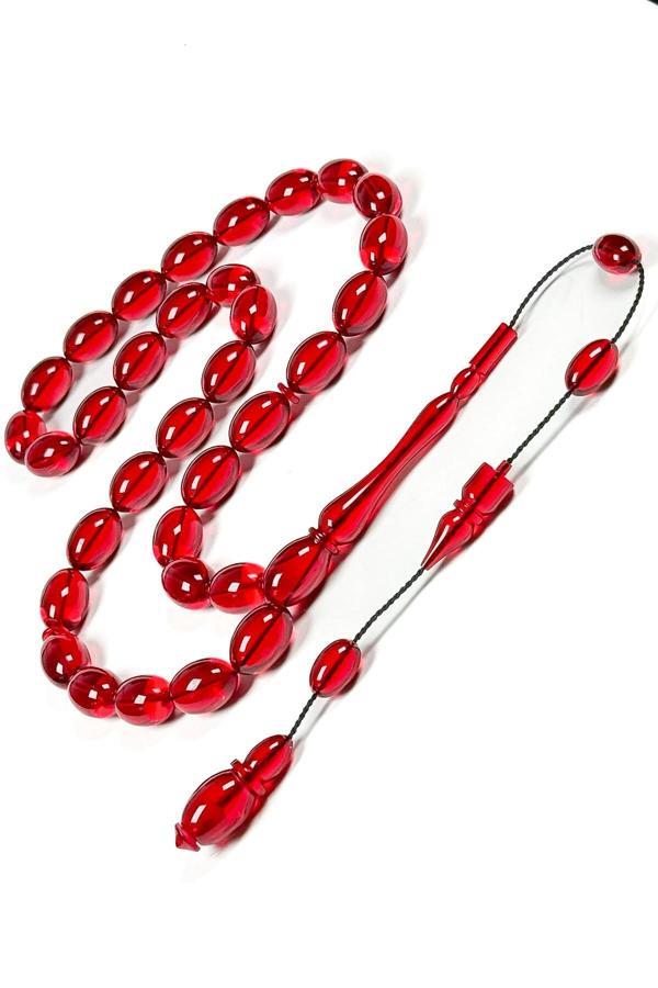 Üst Düzey Malzeme ve İşçilik Kırmızı Ateş Kehribar Tesbih - Image 1