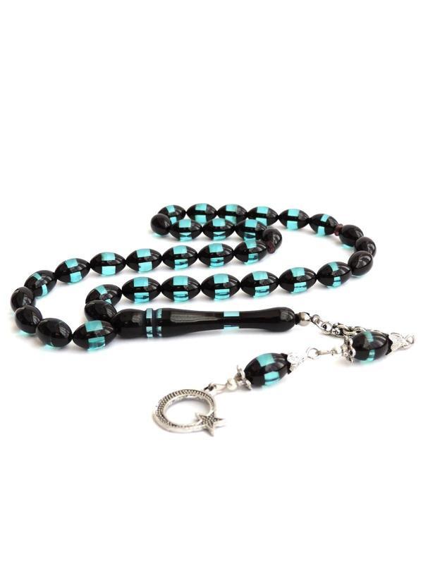 Su Yeşili Sürmeli Model Toz Kehribar Tesbih - Image 1