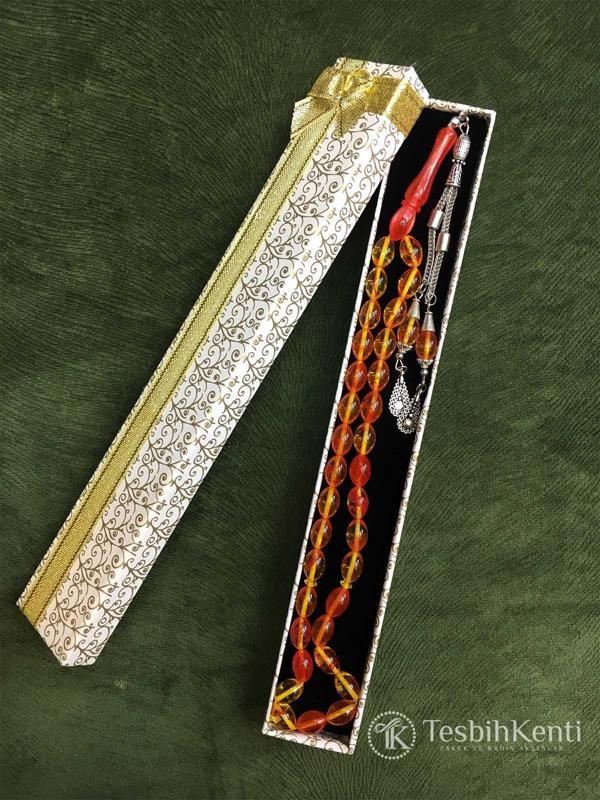 Turuncumsu Renk Toz Kehribar Tesbih - Image 1