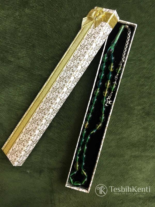 Yeşil Renk Toz Kehribar Tesbih - Image 1