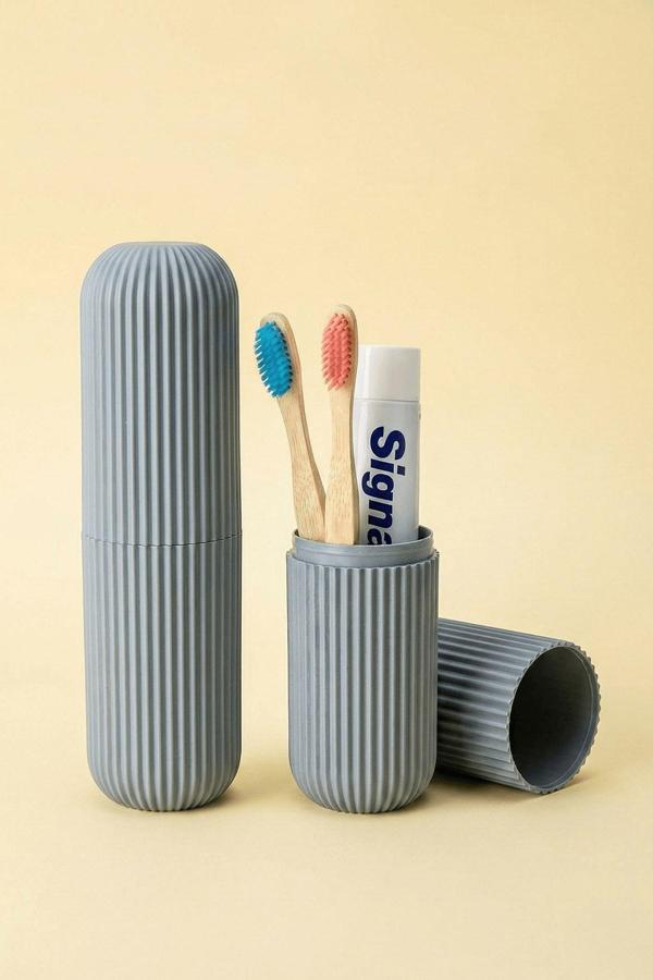 Gri - Seyahat Tipi Diş Fırçası, Makyaj Malzemesi Saklama Kabı, Çok Amaçlı Aksesuar Organizeri - Image 1