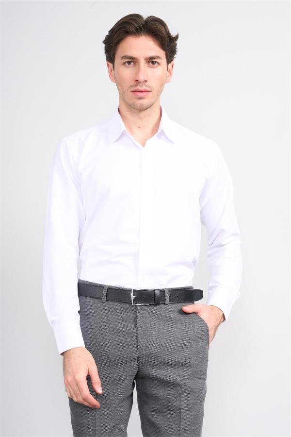 Mentality 203 Erkek Uzun Kol Cepsiz Dacron Tek Cep Gömlek Beyaz 1-3 - Image 1