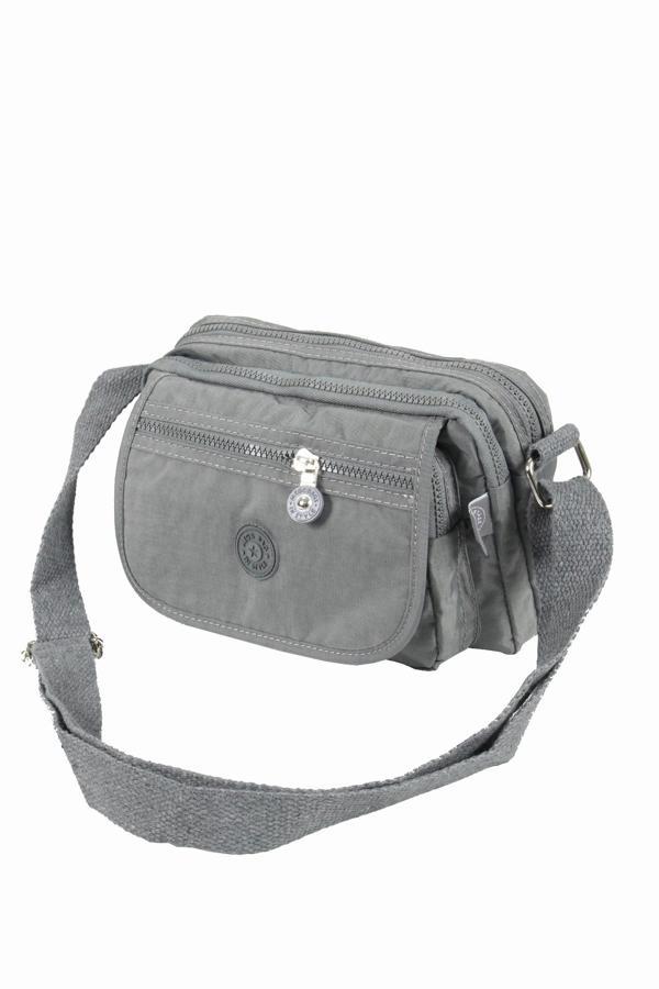 Mega Bag 215  Krinkıl Kumaş Kadın Çapraz Çanta Gri - Image 1