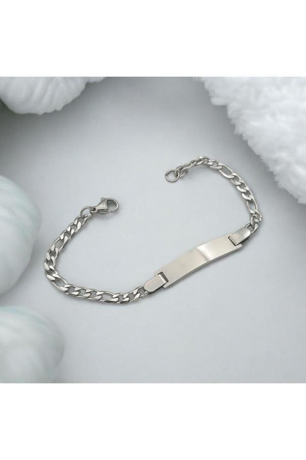 Satürn Silver Kuyumculuk Çelik İsimli Bebek Çocuk Bileklik Künye Kararma Yapmaz - Image 1