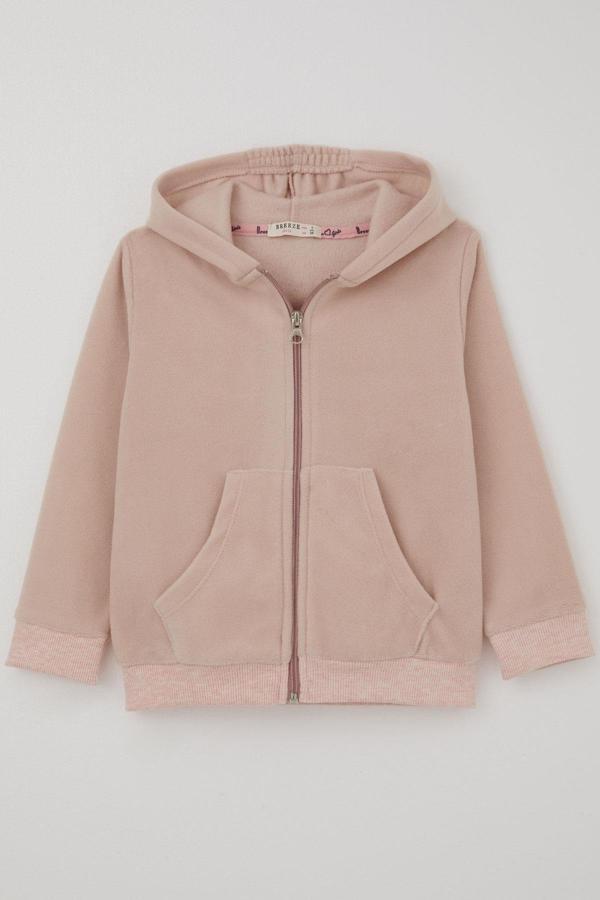 Breeze Kız Bebek Hırka Kapüşonlu Fermuarlı 9 Ay 3 Yaş Pudra - Image 1