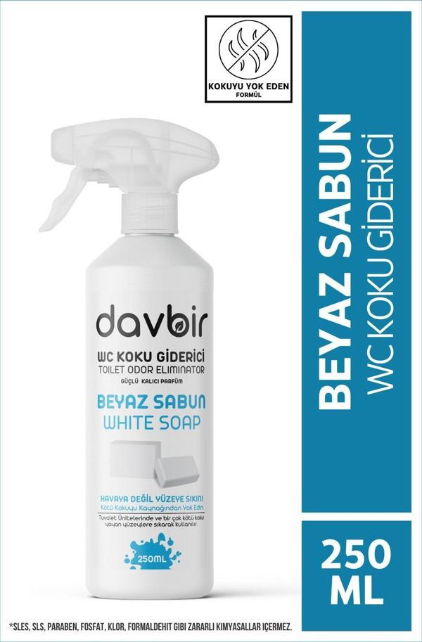 Davbir Beyaz Sabun Kokulu Wc Kötü Koku Giderici Ultra Kalıcı Yüzey Parfümü 250ml - Image 1