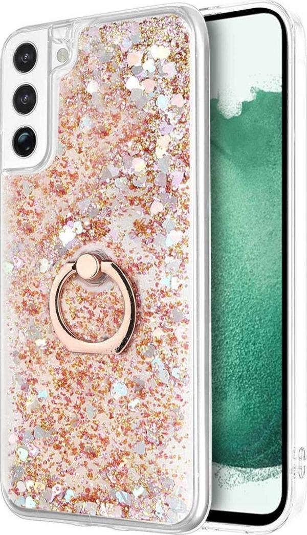 Microsonic Samsung Galaxy S22 Plus Kılıf Glitter Liquid Holder Gold - Image 1