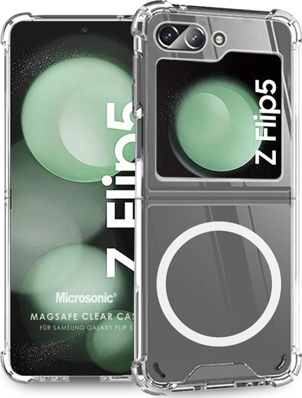 Microsonic Samsung Galaxy Z Flip 5 Kılıf MagSafe Clear Soft Şeffaf - Image 1