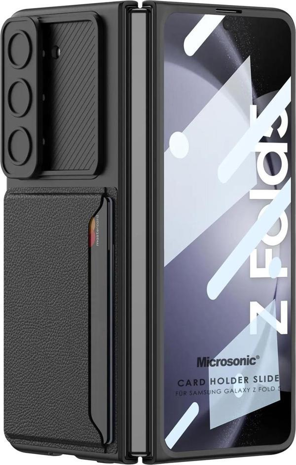 Microsonic Samsung Galaxy Z Fold 5 Kılıf Card Holder Slide Siyah - Image 1