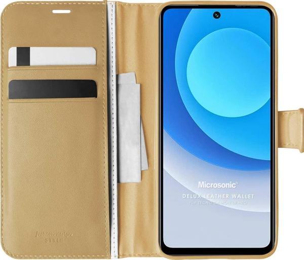 Microsonic TECNO Camon 19 Neo Kılıf Delux Leather Wallet Gold - Image 1