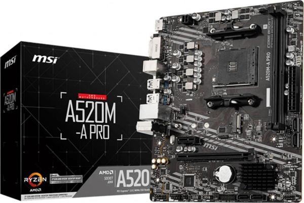 A520M-A Pro Amd A520 Soket Am4 Ddr4 4600(Oc)Mhz Matx Gaming Anakart - Image 1