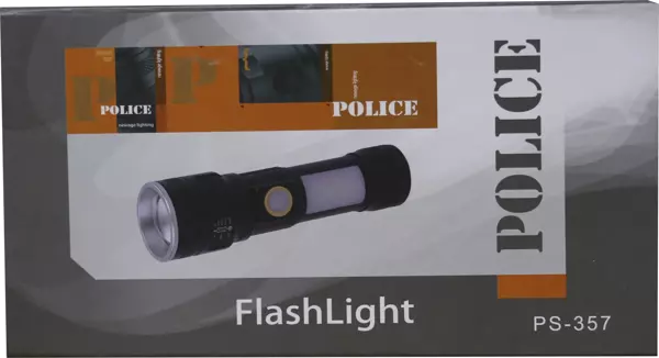 Ps-357 Zoom Yan Aydınlatma Işıklı Magnetli ve Kırmızı-Mavi İkaz Işıklı Şarjlı El Feneri - Image 1