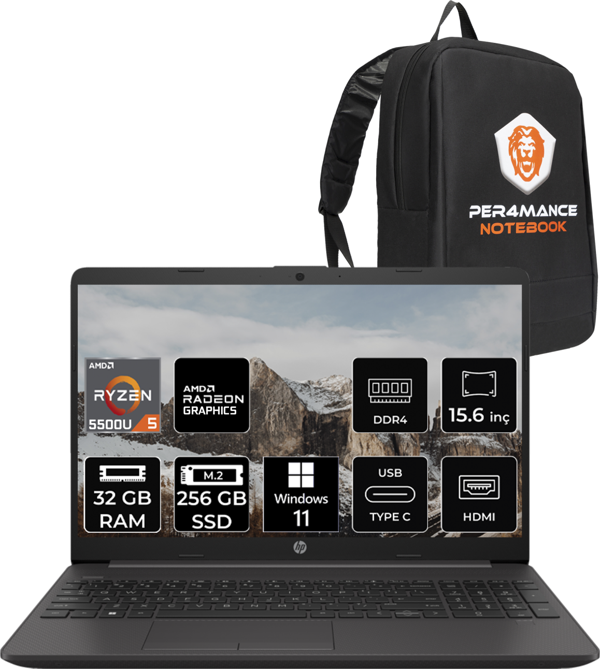 HP 255 G8 Ryzen 5 5500-32GB 256GB SSD 15.6" FHD W11HOME Taşınabilir Bilgisayar 7N4W6AA  - Image 1