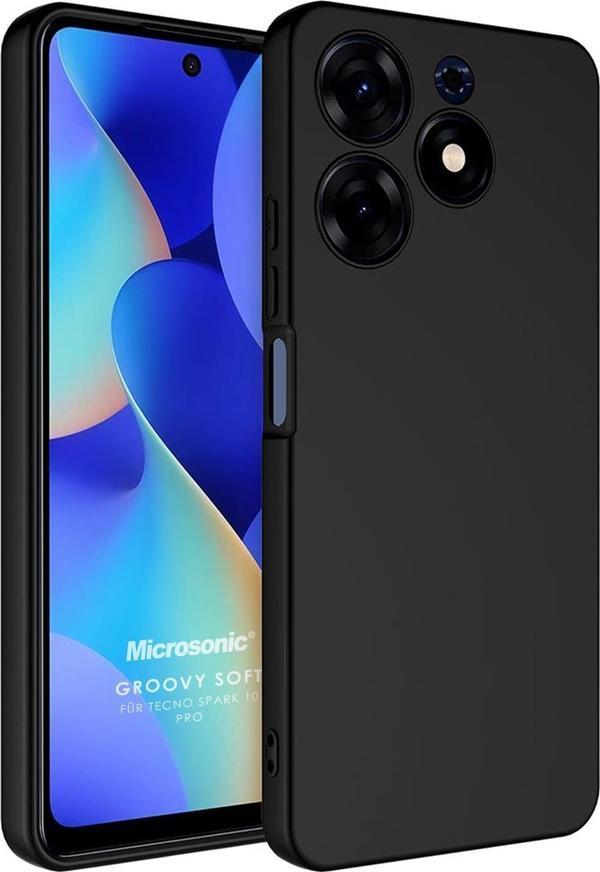 Microsonic TECNO Spark 10 Pro Kılıf Groovy Soft Siyah - Image 1